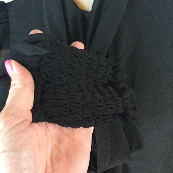 Catherine Malandrino Size XS Black Button Down Blouse With Neck Tie - Picture 3 of 9